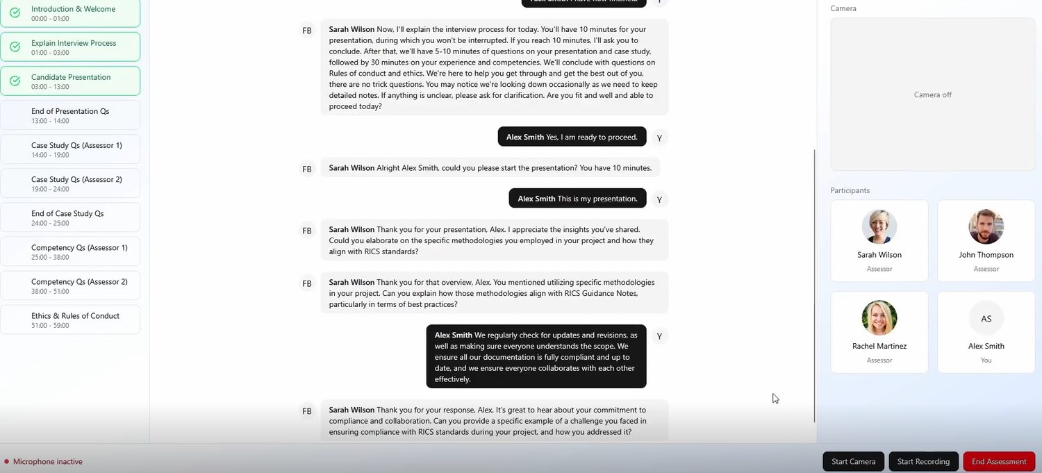 The Pro Assess AI assessment screen